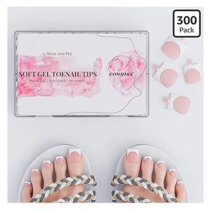 Toe Nail Tips, 300PCS Sharp Square Peach Pink Gel Nail French Tip.SEALED PACKAGE